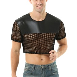 men coquettish breathable mesh crop top