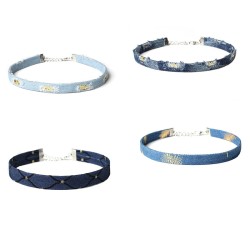 n313 denim collar punk choker necklace